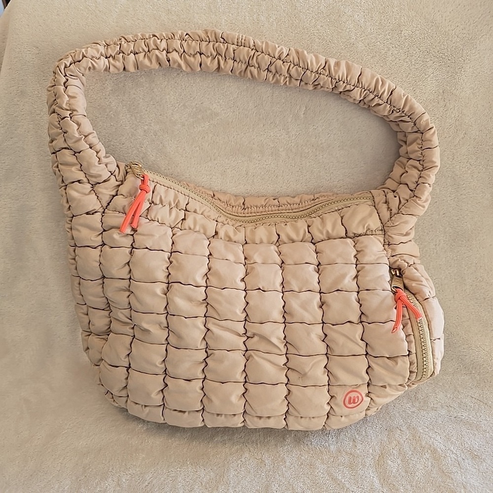 Wannable Quilted Beige Tote Bag Shoulder Bag Quilted Slouch Bag-Anniversary Edit